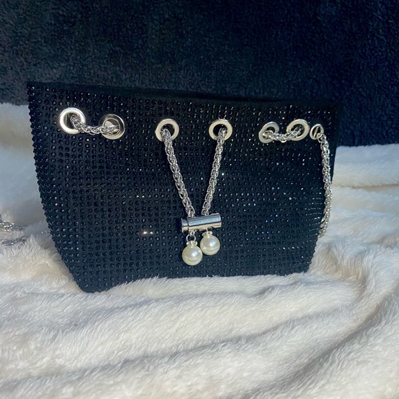 Black Rhinstone sling cum potli bag - Picture 9 of 17